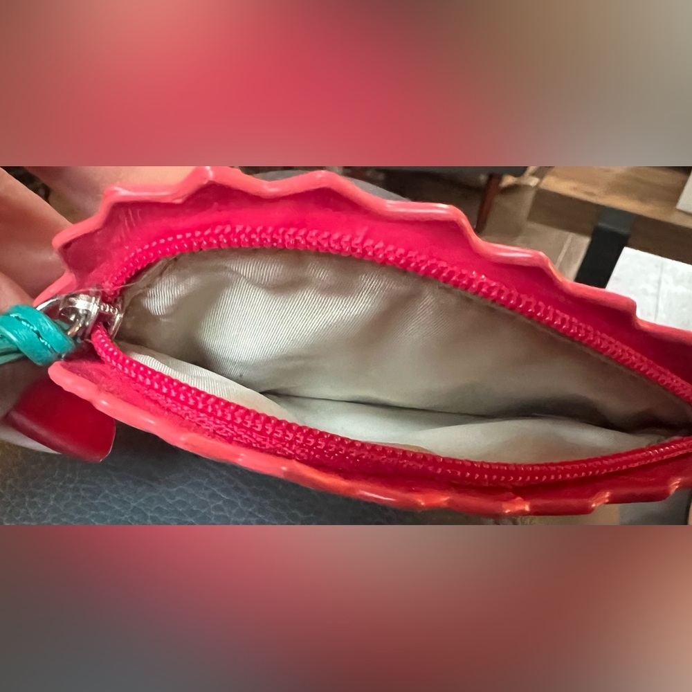 Coach Pink Pineapple Quilted Coin Pouch with Teal Top - Picture 3 of 4